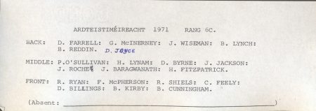 Class List, 1971 6C